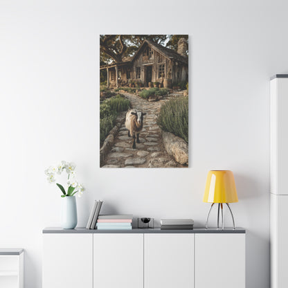 Farmhouse Garden Path with Goat Wall Art & Canvas Print