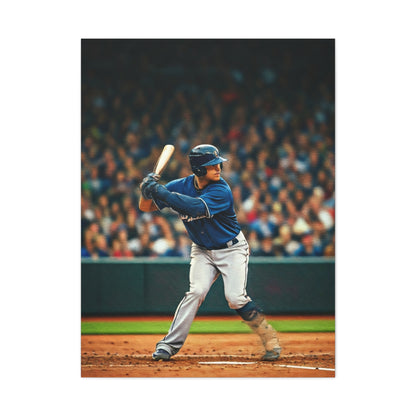 Lone Baseball Player Under Stadium Lights Wall Art & Canvas Prints