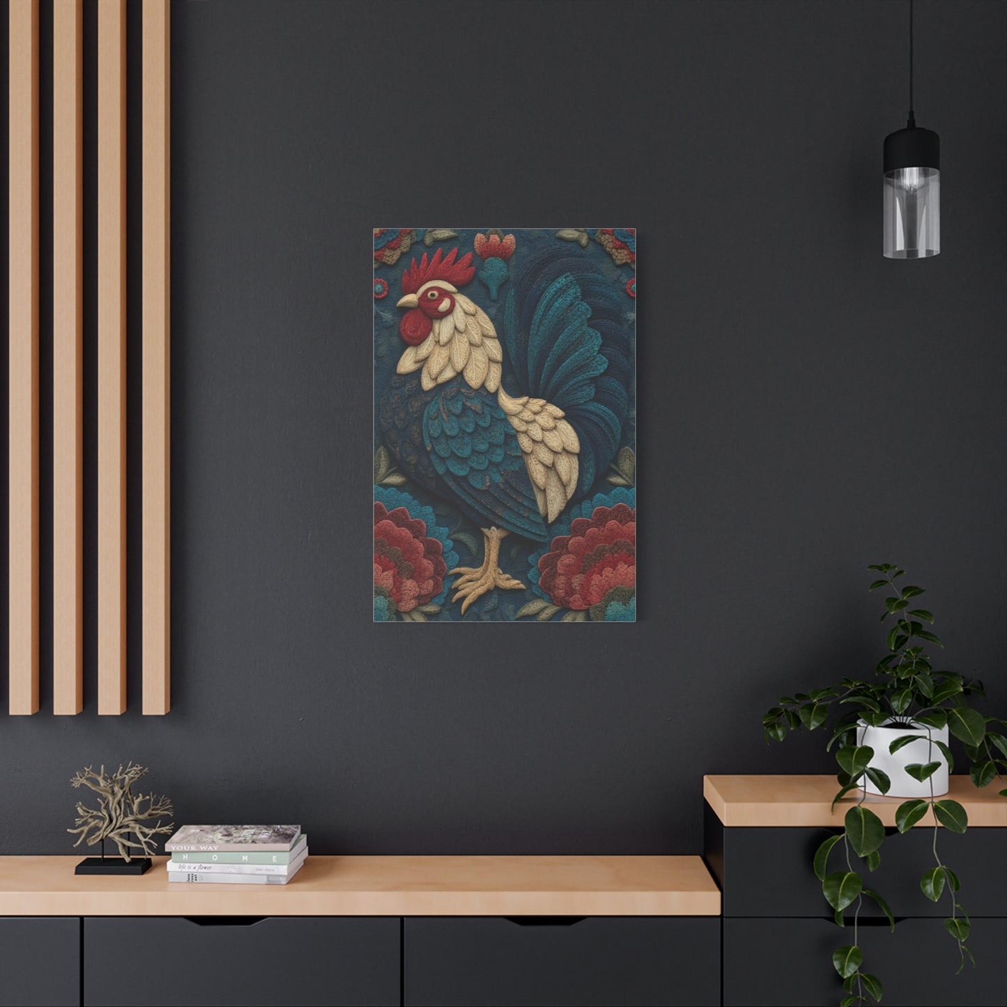 Wycinanki Rooster Folk Ornament Wall Art & Canvas Print