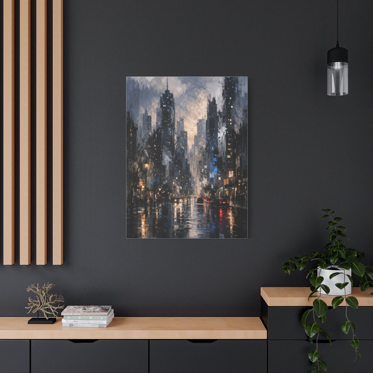 Rainy Cityscape Nights Wall Art & Canvas Print