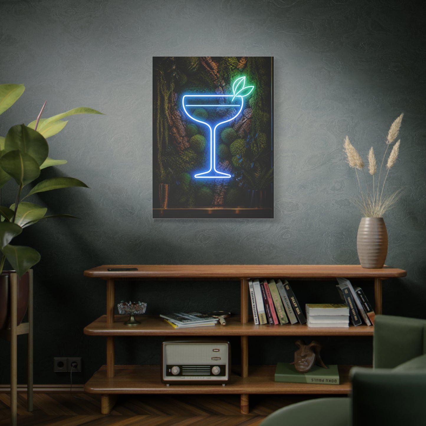 Moss Neon Cocktail Sculpture Wall Art & Canvas Print