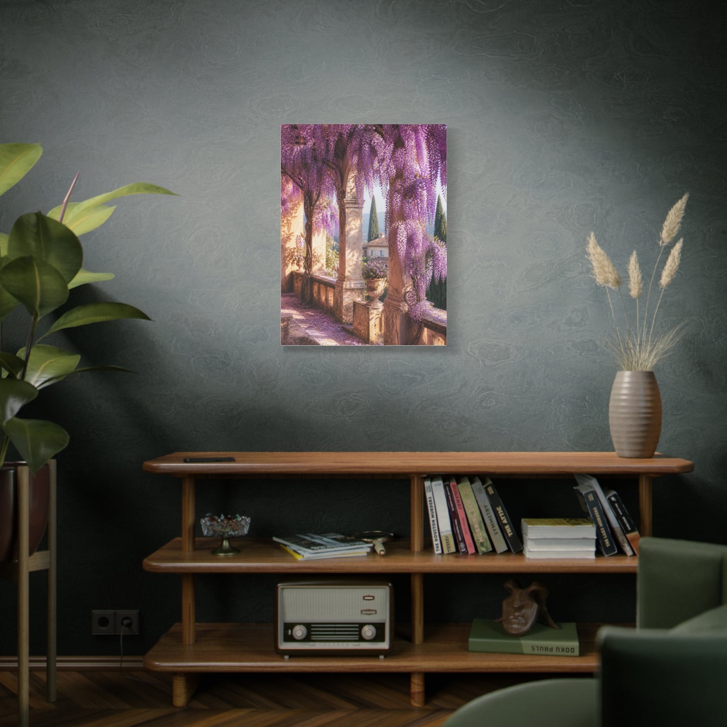 Cascading Wisteria Balcony Scene Wall Art & Canvas Print