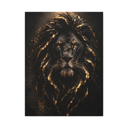 Black & Gold Lion Royal Portrait Wall Art & Canvas Print