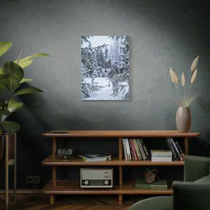 Winter Forest Wolf Natural Encounter Scene Wall Art & Canvas Print