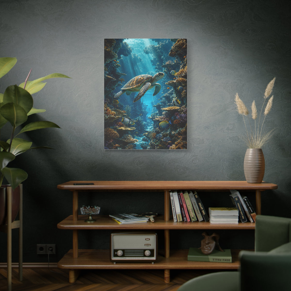 Deep Reef Canyon Turtle Journey Tropical Wall Art & Canvas Print