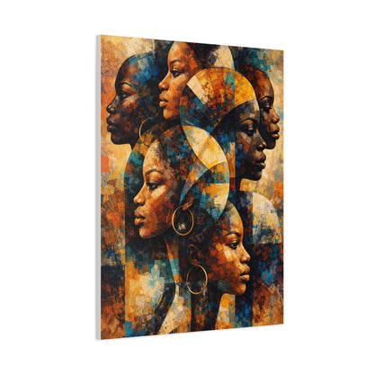Abstract Overlapping African Profiles Wall Art & Canvas Print
