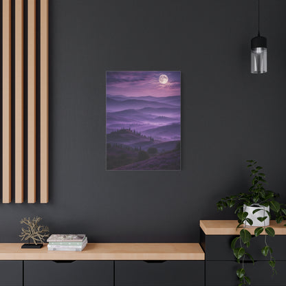 Moonlit Violet Hills Landscape Wall Art & Canvas Print