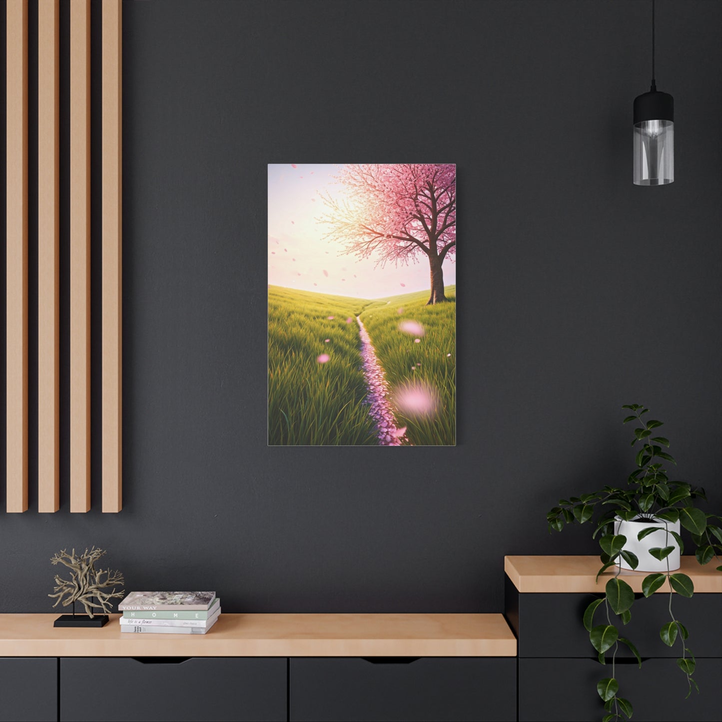 Dreamy Sakura Petal Meadow Path Wall Art & Canvas Prints