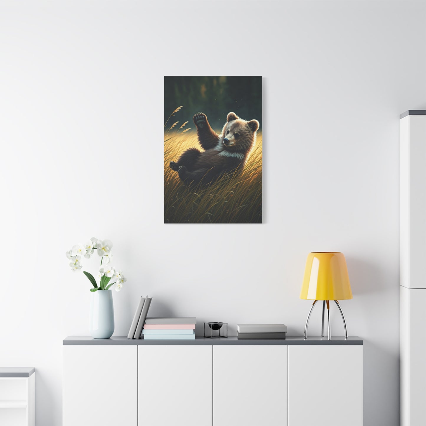 Playful Bear Cub in Meadow Wall Art & Canvas Prints