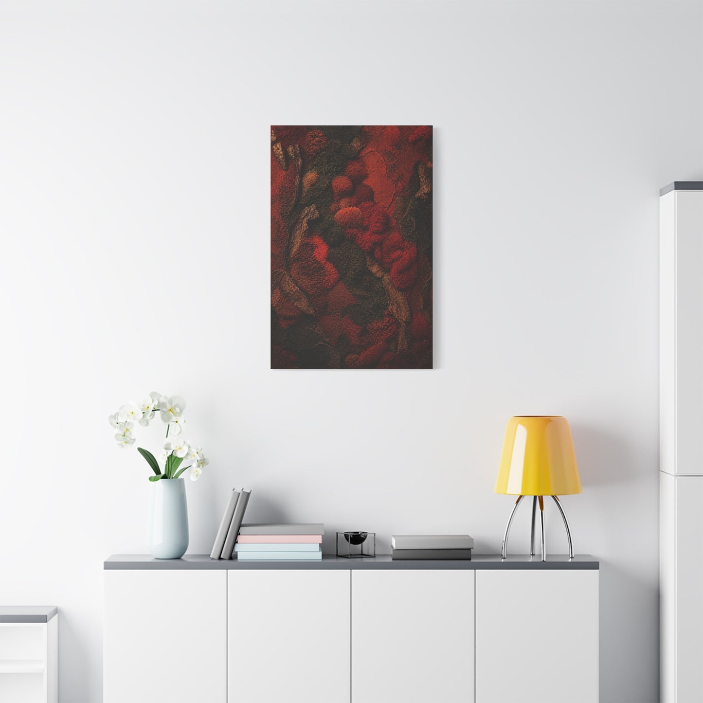 Biophilic Red Moss Texture Wall Art & Canvas Print