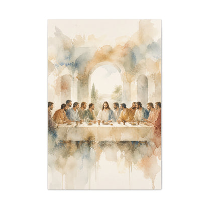 Soft Watercolor Last Supper Composition Wall Art & Canvas Print
