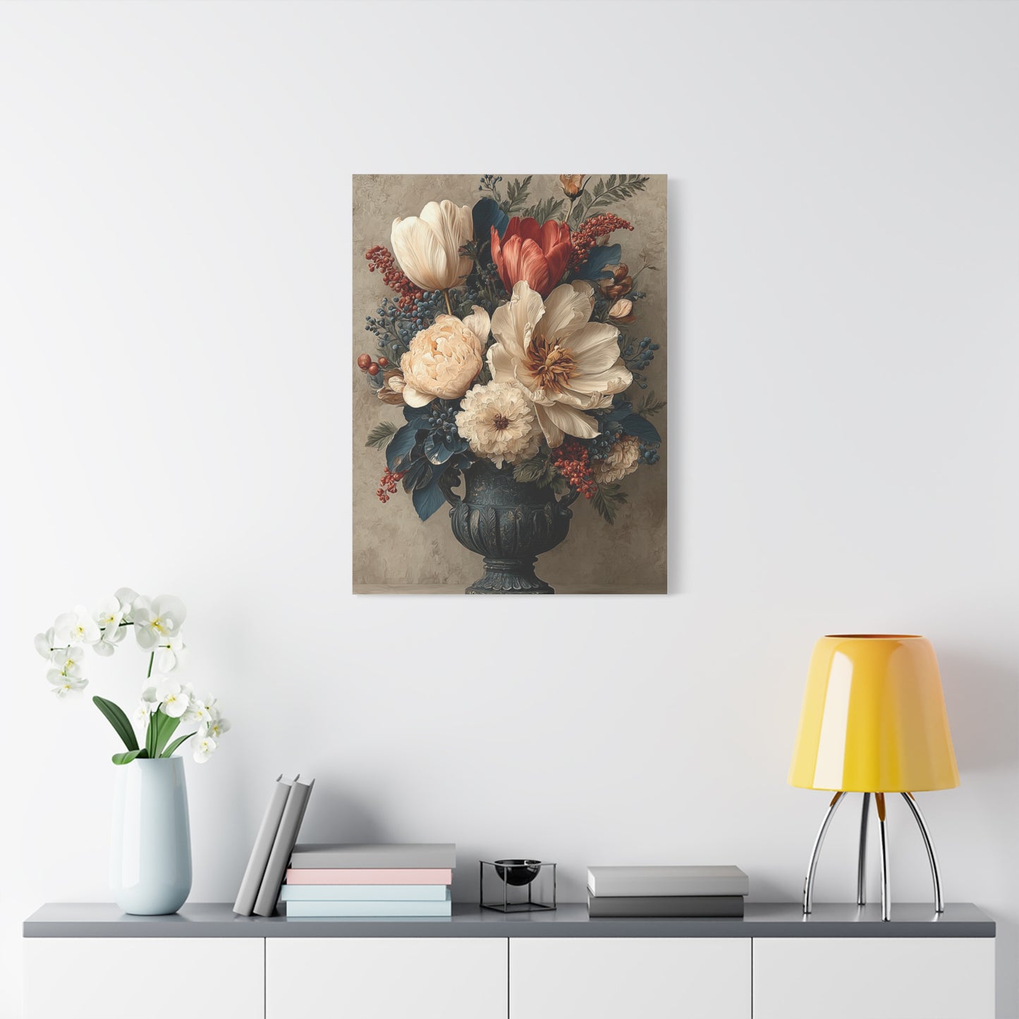 Scandinavian Folk Floral Urn Wall Art & Canvas Print