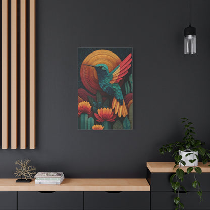 Mexican Hummingbird Sun Disc Folk Wall Art & Canvas Print