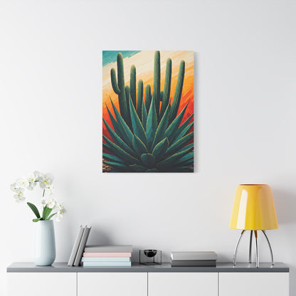 Agave Foreground Desert Saguaro Painting Wall Art & Canvas Prints