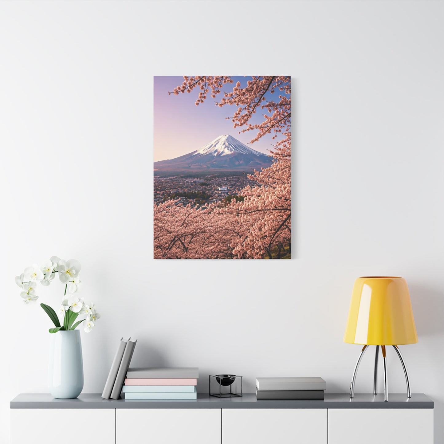 Mount Fuji Over Sakura Blossom Hillside Wall Art & Canvas Prints