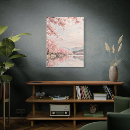 Cherry Blossom Reflection Landscape Wall Art & Canvas Print