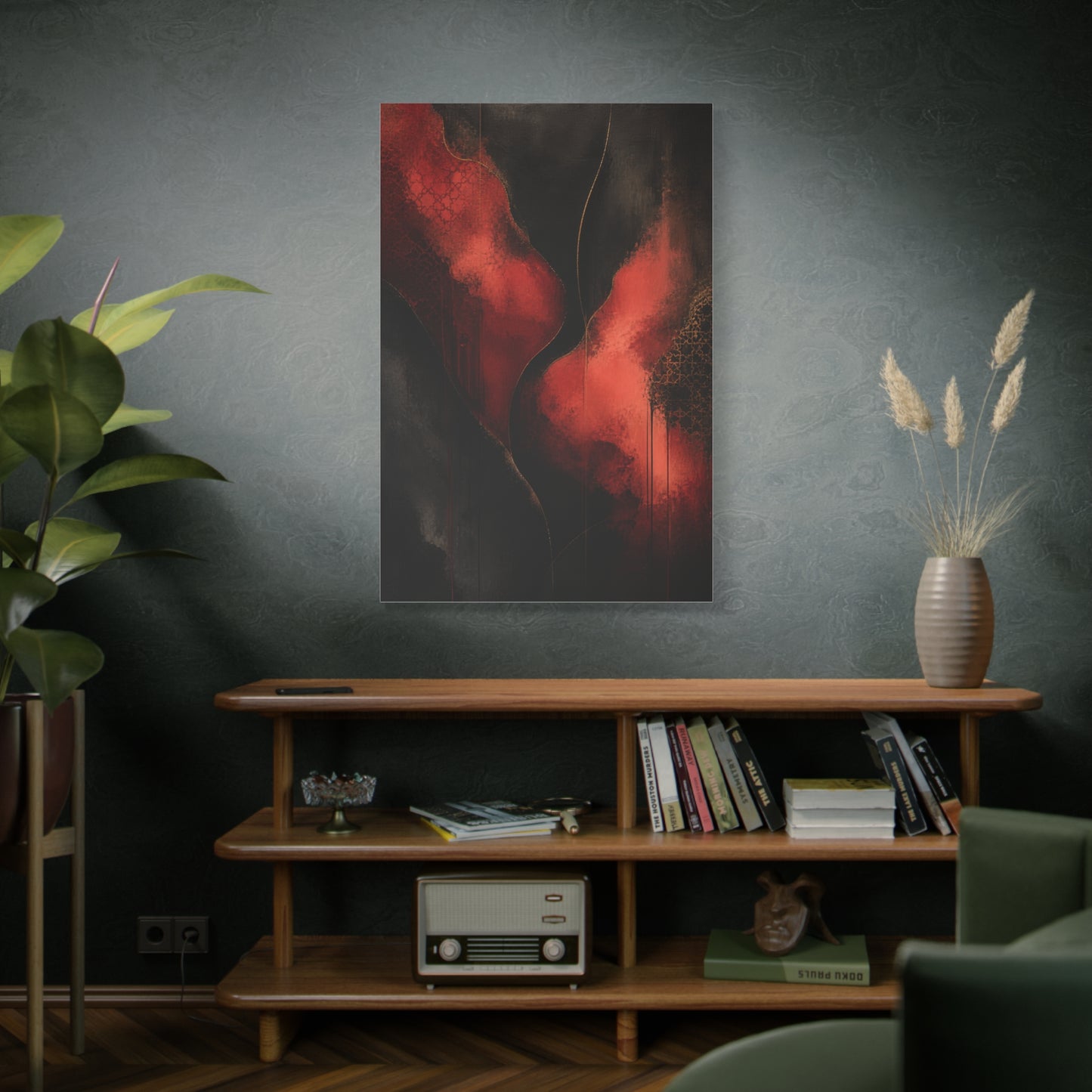 Red and Black Luxury Abstract Flow Wall Art & Canvas Print
