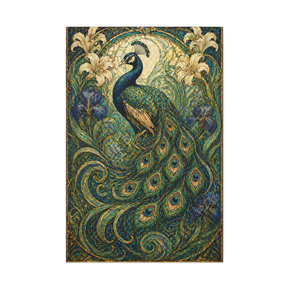 Art Nouveau Ornamental Peacock Garden Wall Art & Canvas Print