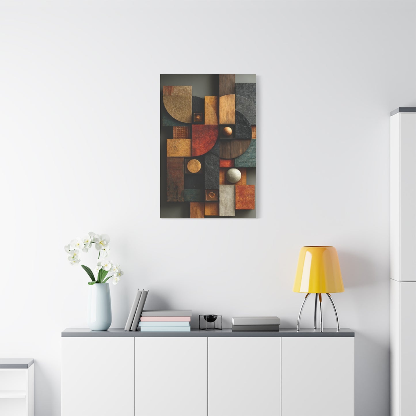 Sculptural Geometric Panel Abstract Wall Art & Canvas Print