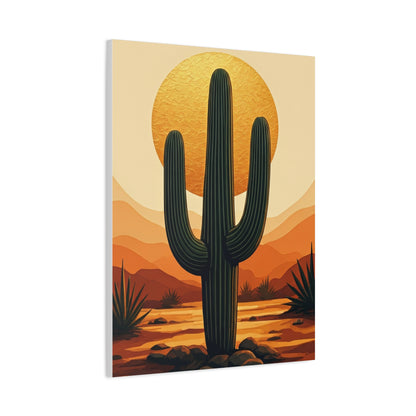 Golden Sun Desert Saguaro Landscape Wall Art & Canvas Prints