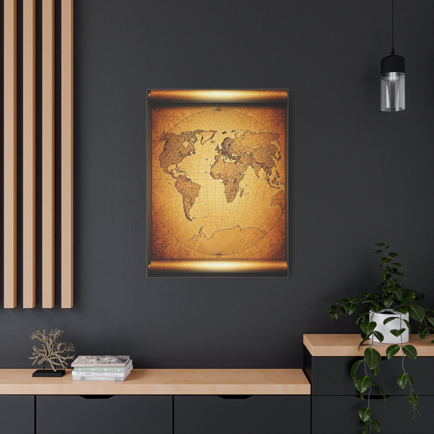 Classic Sepia World Atlas Scroll Wall Art & Canvas Prints