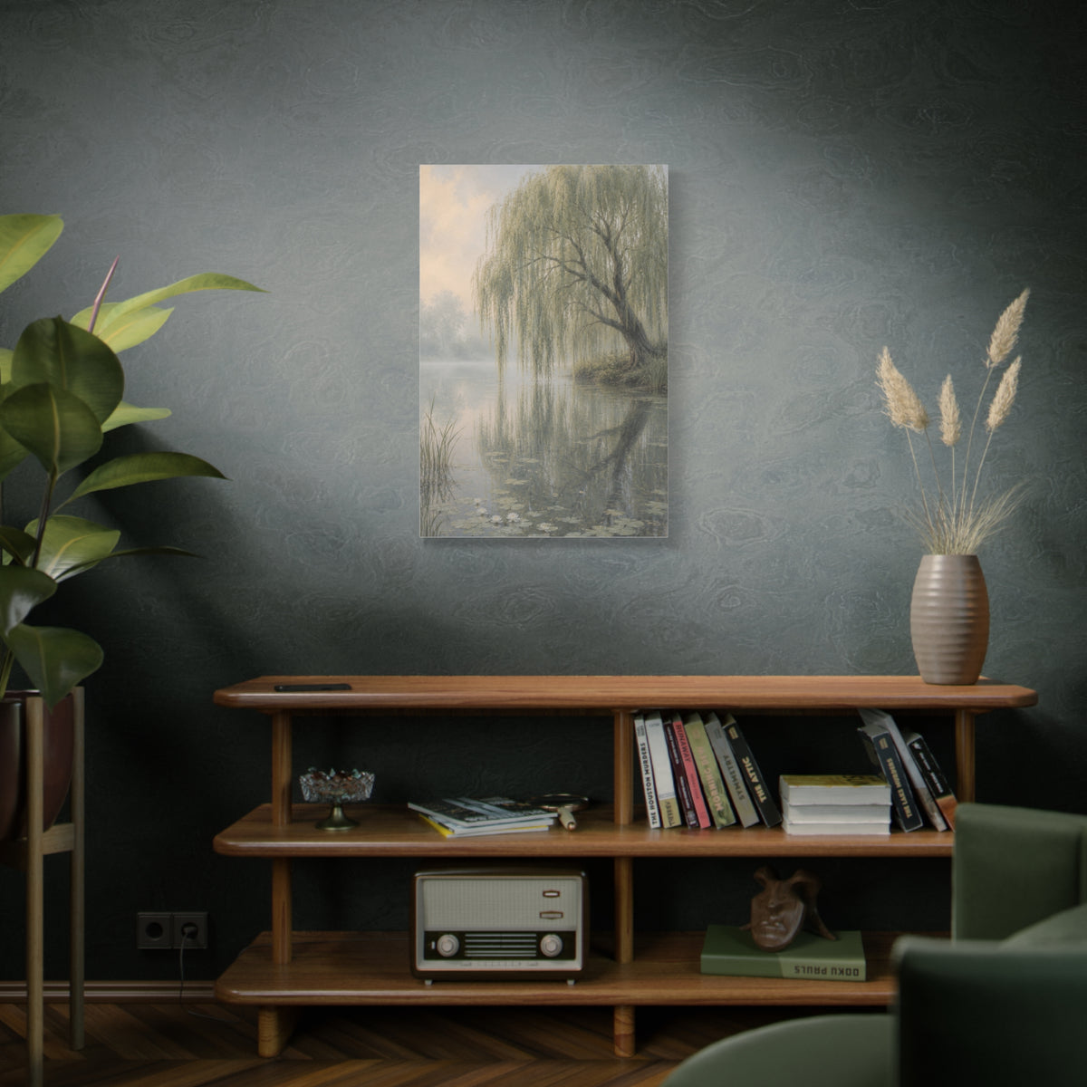 Misty Willow Reflection Lake Trees Wall Art & Canvas Print
