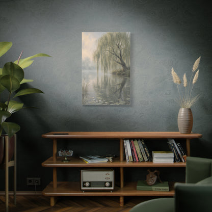 Misty Willow Reflection Lake Trees Wall Art & Canvas Print