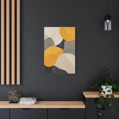 Pebble Form Mustard & Neutral Abstract Wall Art & Canvas Print