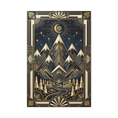 Art Deco Golden Alpine Skyline Wall Art & Canvas Print