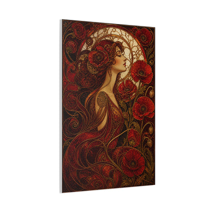 Red Art Nouveau Poppy Muse Wall Art & Canvas Print