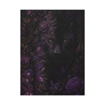 Black Panther Floral Jungle Portrait Wall Art & Canvas Print