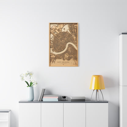 New Orleans Wooden Map Relief Wall Art & Canvas Print