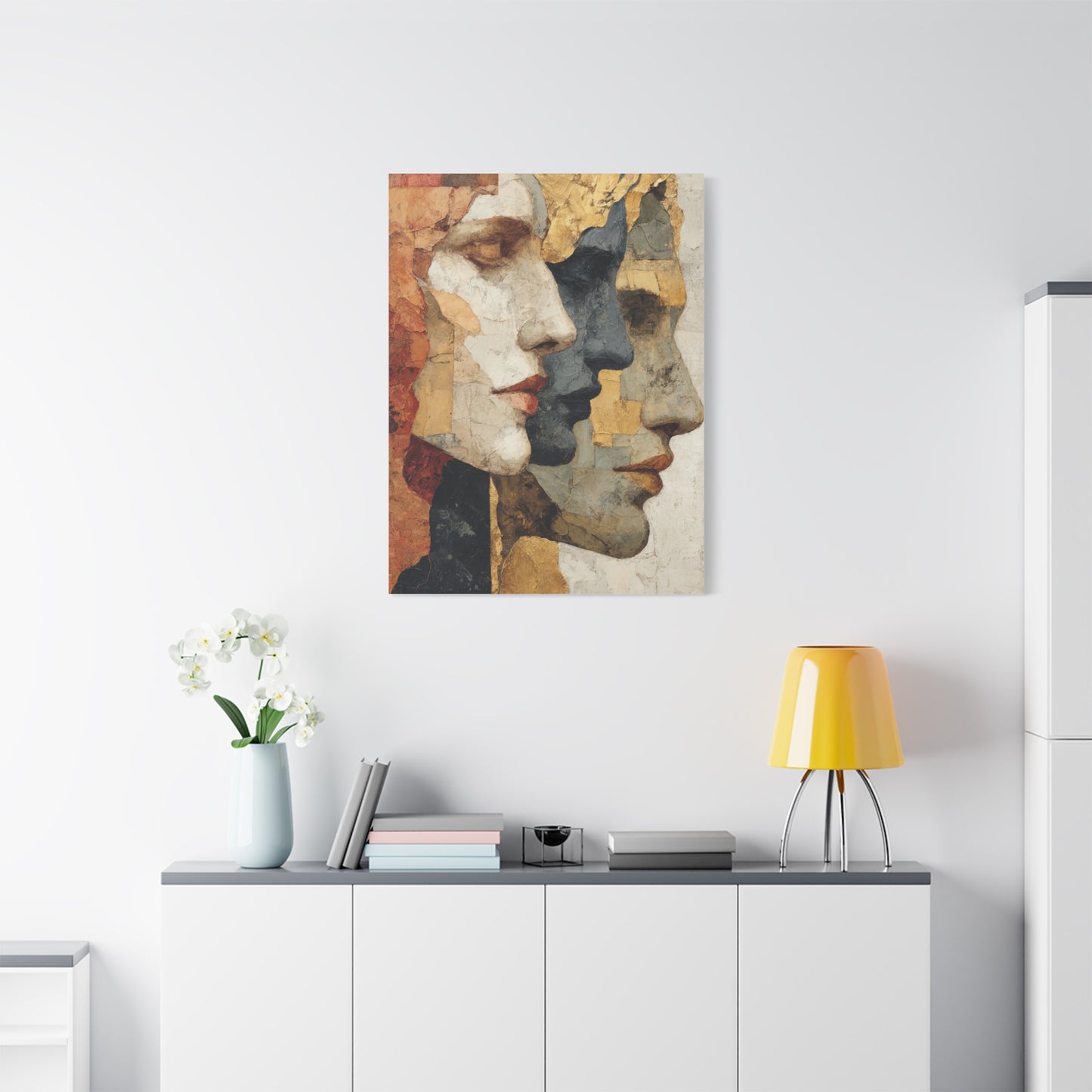 Multi Profile Textured Faces Composition Wall Art & Canvas Print