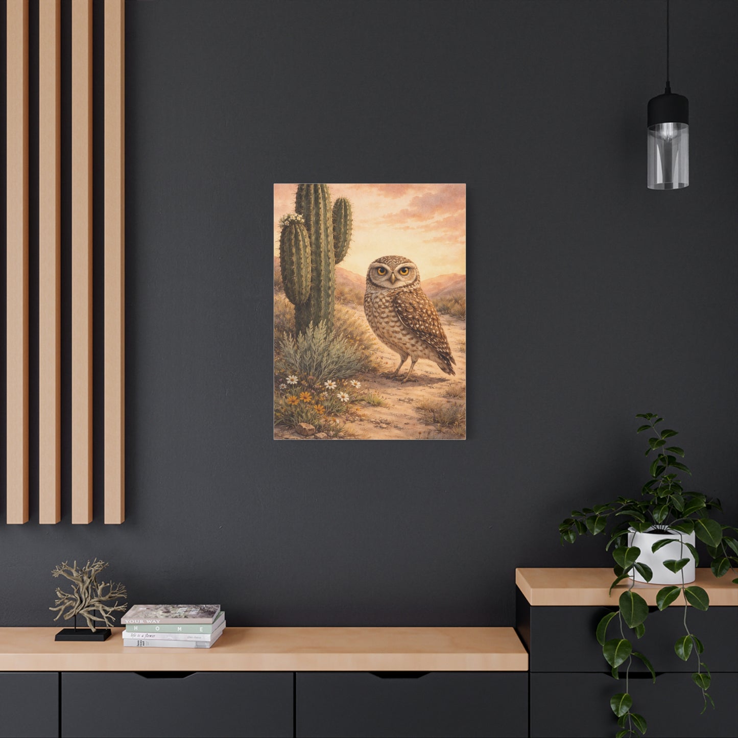 Desert Burrowing Owl Landscape Wall Art & Canvas Print