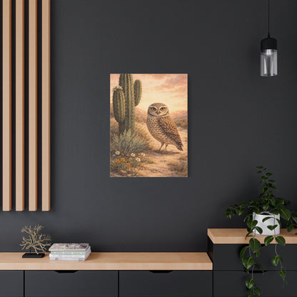 Desert Burrowing Owl Landscape Wall Art & Canvas Print