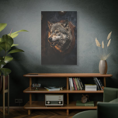 Mounted Wolf Head Lodge Trophy Scene Wall Art & Canvas Print
