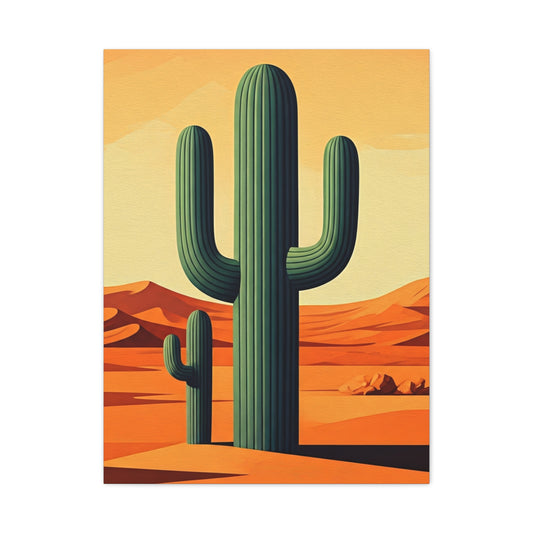 Minimal Desert Saguaro Landscape Illustration Wall Art & Canvas Prints