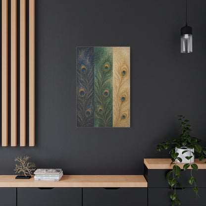 Peacock Feather Triptych Harmony Wall Art & Canvas Print