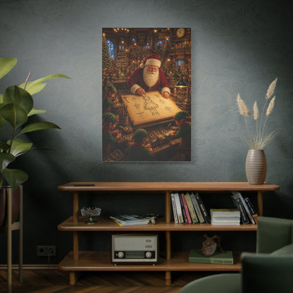 Santa’s Busy Workshop Blueprint Wall Art & Canvas Print
