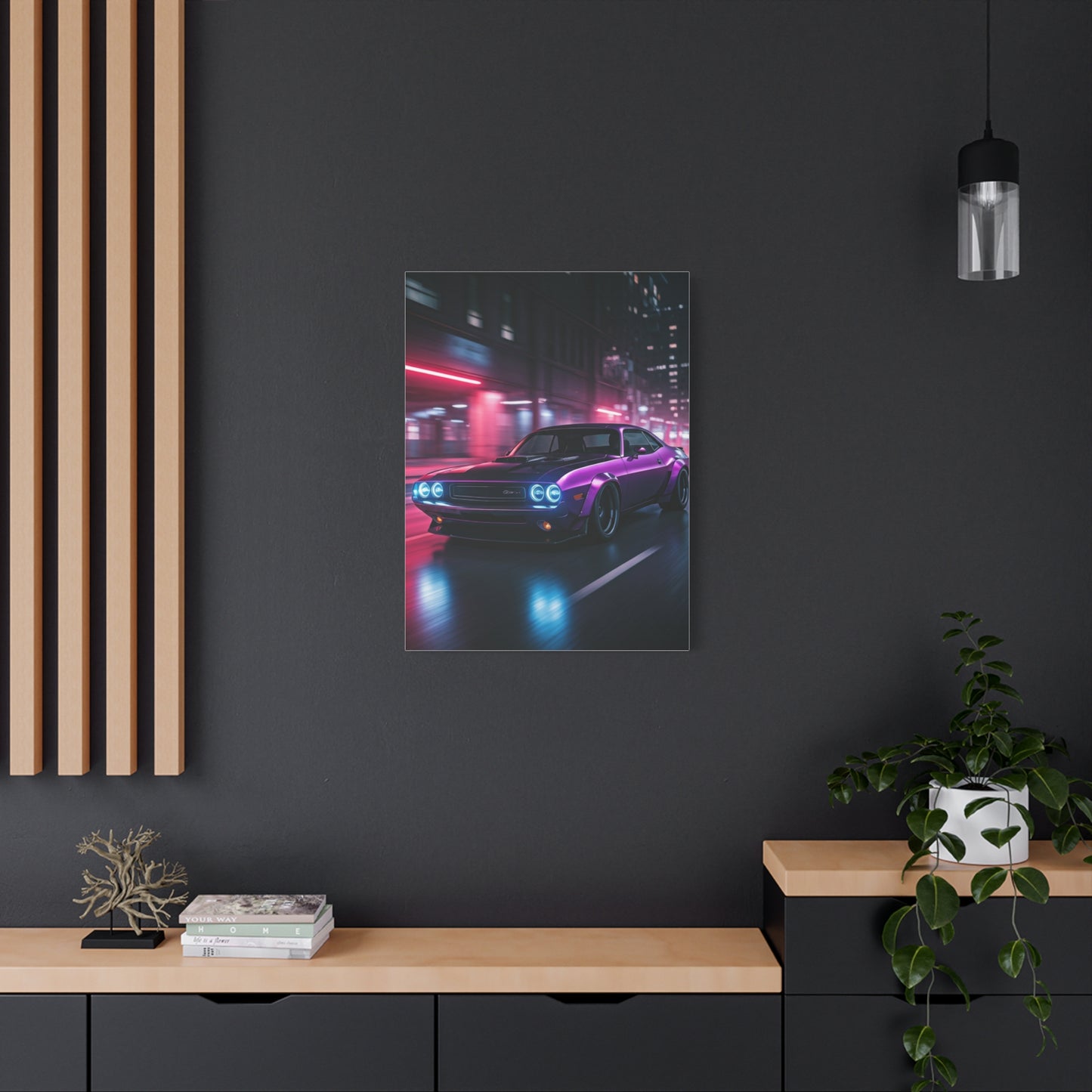 1970 Dodge Challenger Widebody Neon District Run Wall Art & Canvas Prints