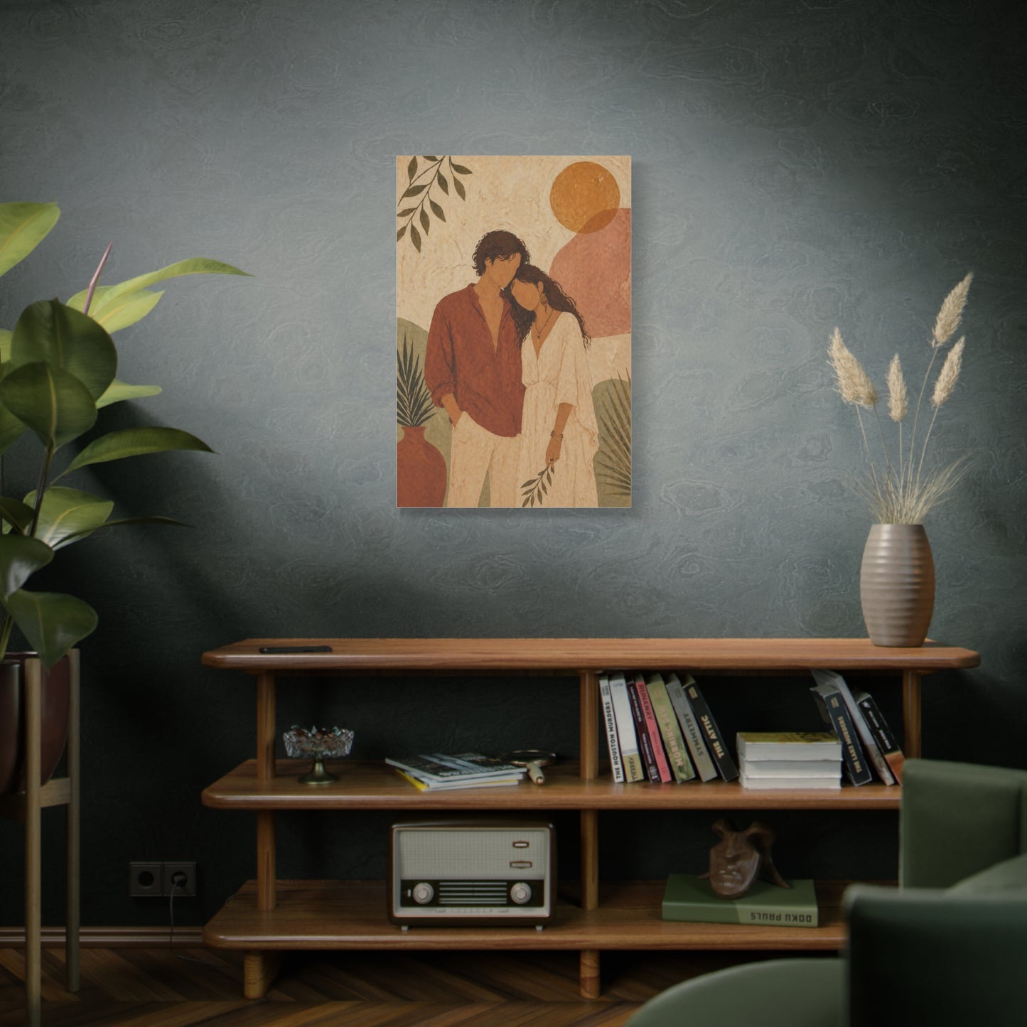 Bohemian Faceless Couple Portrait Wall Art & Canvas Print