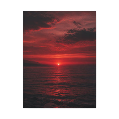 Crimson Sunset Seascape Wall Art & Canvas Print