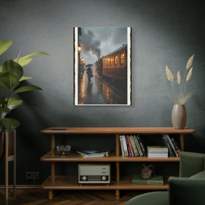 Rainy Train Platform Nostalgia Scene Wall Art & Canvas Print