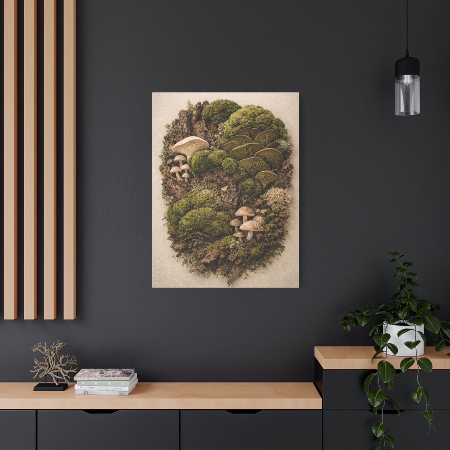Preserved Moss & Fungi Woodland Collage Wall Art & Canvas Print
