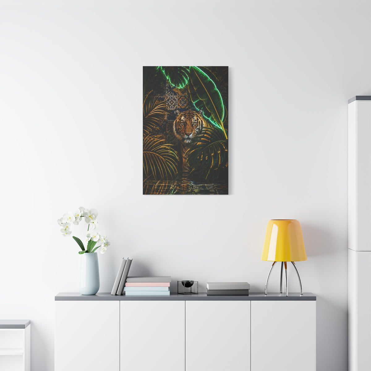 Neon Jungle Tiger Luxe Statement Tropical Wall Art & Canvas Print
