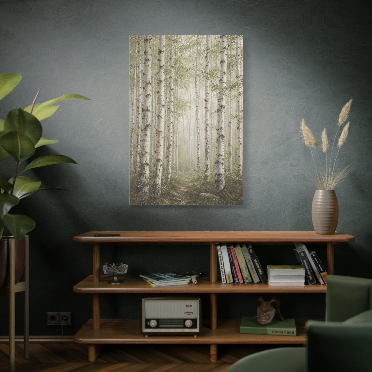 Light Birch Woodland Minimal Landscape Trees Wall Art & Canvas Print