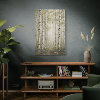 Light Birch Woodland Minimal Landscape Trees Wall Art & Canvas Print