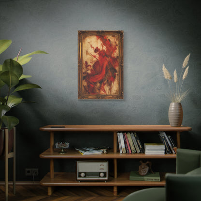 Vintage Framed Red Expressionist Painting Wall Art & Canvas Print