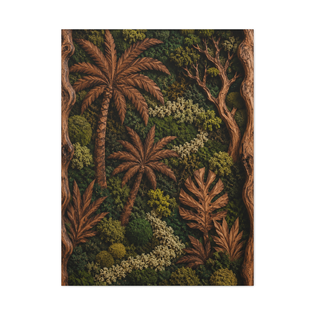 Biophilic Tropical Wood Relief Landscape Tropical Wall Art & Canvas Print