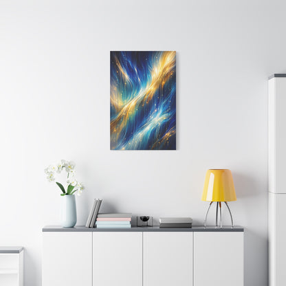 Blue-and-Gold Rain Abstract Wall Art & Canvas Print